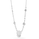 Rhodium-Tone Metal Hammered Necklace And Earrings Set