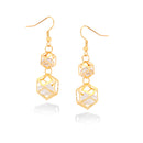 Taza-Gold-Tone Metal White Crystal Drop Earrings