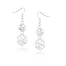 Taza-Silver-Tone Metal White Crystal Drop Earrings