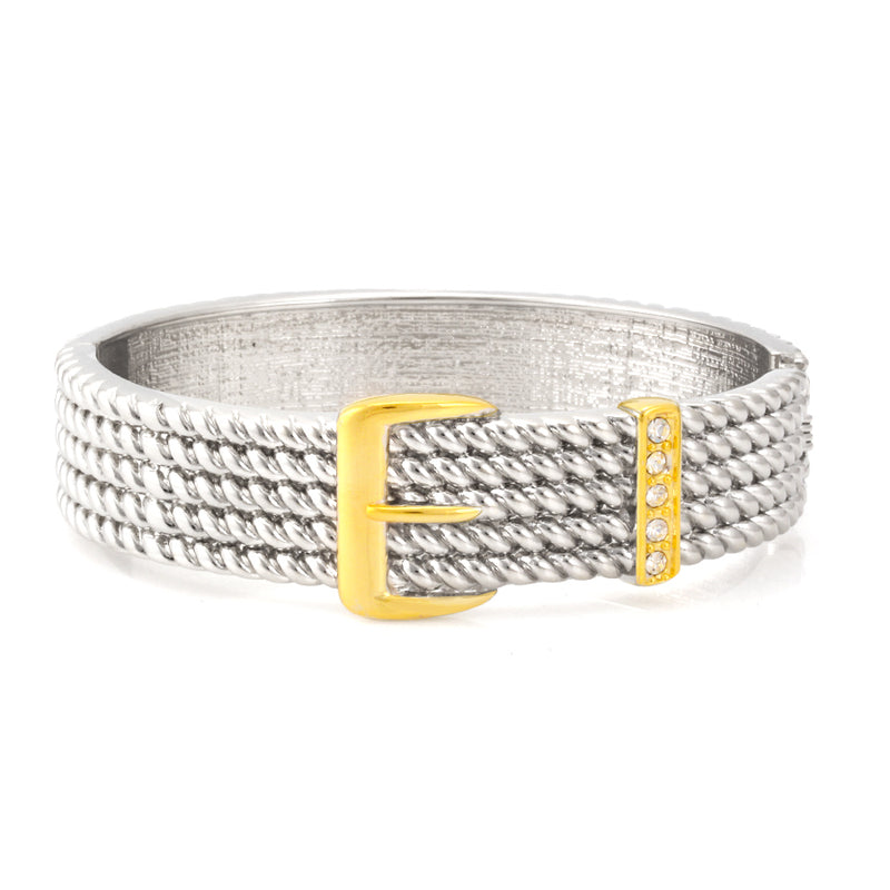 Silver-Gold-Tone Metal Buckle Hinged Bracelets