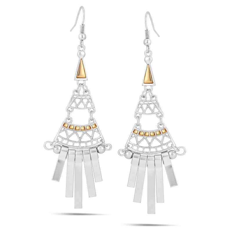 Silver-Gold-Tone Metal Tassel Drop Earrings