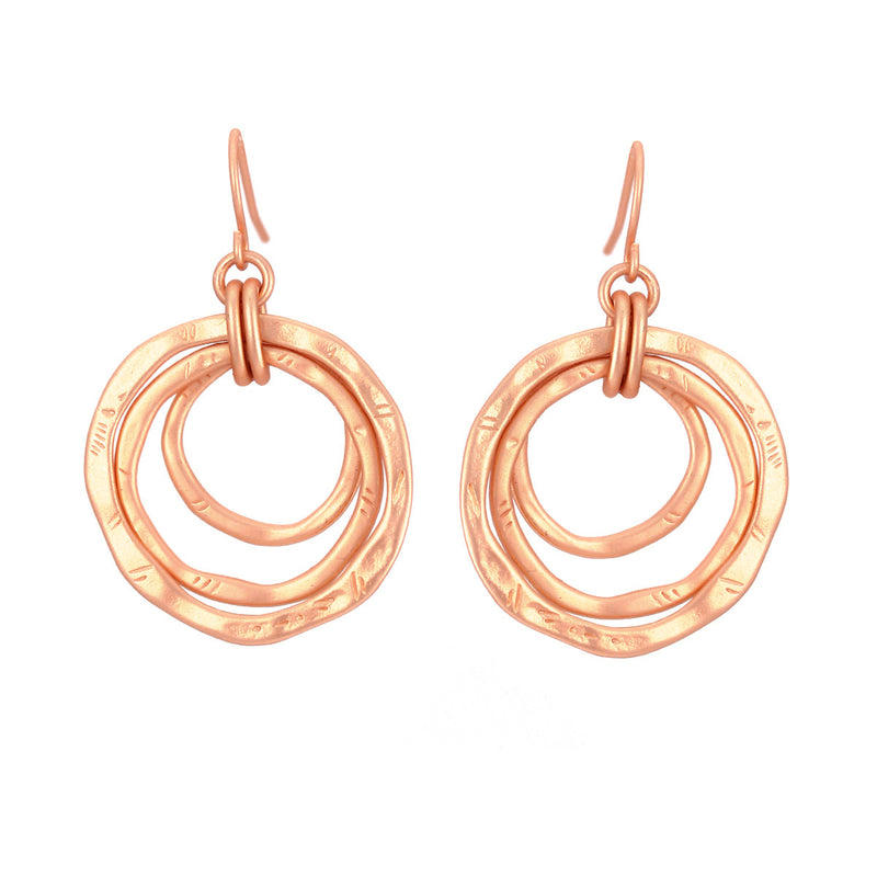 Rose Gold-Tone Metal Circle Drop Earrings