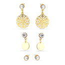 Gold-Tone Metal Filigree Crystal Set Of 3 Stud Earrings