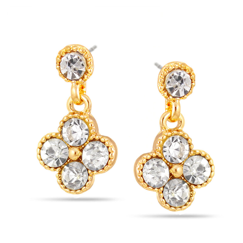 Gold-Tone Metal Crtstal Drop Stud Earrings