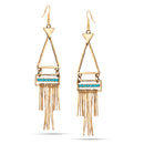 Gold-Tone Metal Aqua Blue Crystal Tassel Earrings