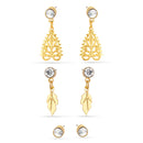 Gold-Tone Metal Crystal Set Of 3 Stud Earrings