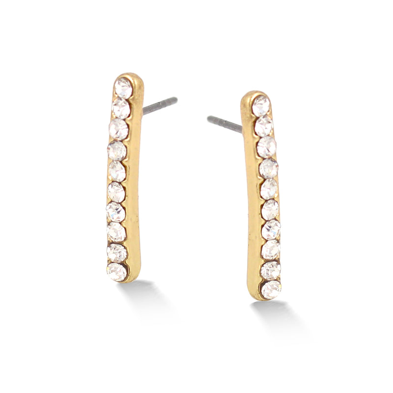 Gold-Tone Metal Crystal Styd Earrings