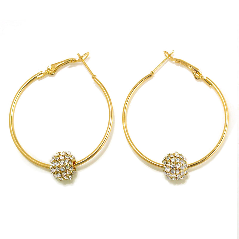 Gold-Tone Metal Crystal Fireball Hoop Earrings