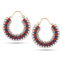 Gold-Tone Metal Coral And Pearl Crystal Hoop Earrings