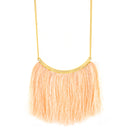 Tazza-Gold-Tone Metal Cream Tassel Necklace