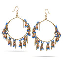 Gold-Tone Metal Blue And Pink Beads Drop Earrings