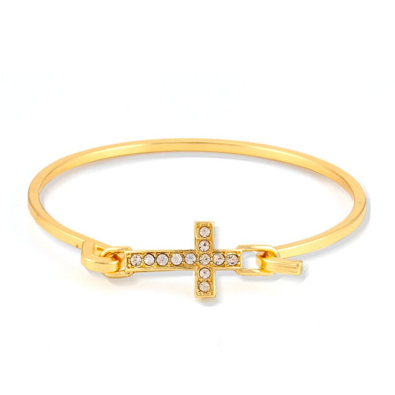 Gold-Tone Metal Cross Rhinestone Bracelets