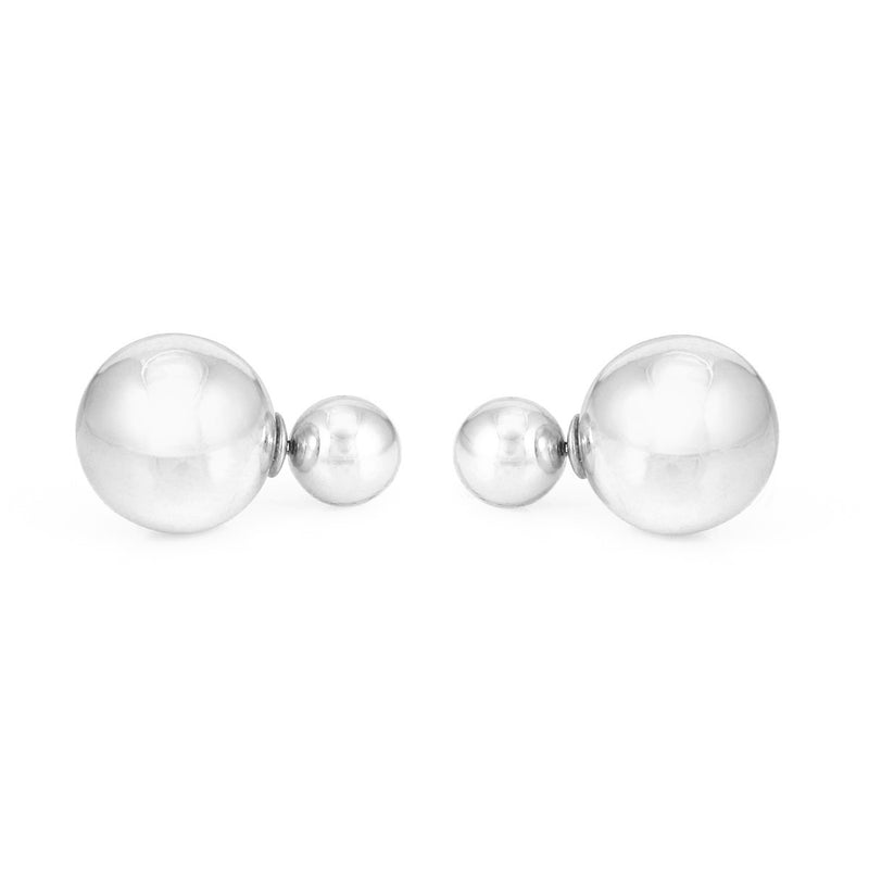 Silver-Tone Metal Round Stud Earrings