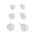 Gold-Tone Metal Set Of 3 Cream Pearl Earrings