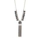 Silver Oxidized Tone Metal Coins  Adjustable Lobster Claw Closure Tassel Necklaces
