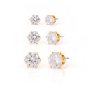 Gold-Tone Metal Set Of 3 Crystal Stud Earrings