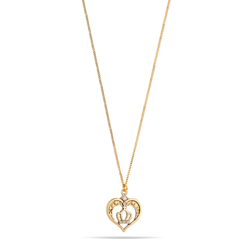 Gold-Tone Metal Heart Crystal Pendant Adjustable Lobster Claw Closure Necklaces