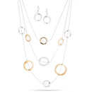 Gold And Silver-Tone Metal Link Earrings And Adjustable Lobster Claw Closure Necklaces Set