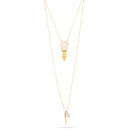 Gold-Tone Metal Cream Pendant Adjustable Lobster Claw Closure Tassel Necklace 