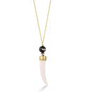 Gold-Tone Metal Ivory Horn Pendant Adjustable Lobster Claw Closure Necklace