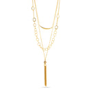 Gold-Tone Metal Multilayered Adjustable Lobster Claw Closure Crystal Tassel Necklace