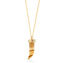 Gold-Tone Metal Horn Pendant Adjustable Lobster Closure Necklces