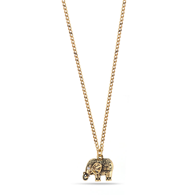 Gold-Tone Metal Elephant Pendant Adjustable Lobster Claw Clousure Tassel Necklaces