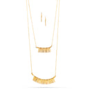 Gold-Tone Metal Two Layered Adjustable Lobster Claw Closures Necklaces And Earrings Set