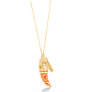 Gold-Tone Metal Charms Coral Horn Pendant Adjustable Lobster Claw Closure Necklaces