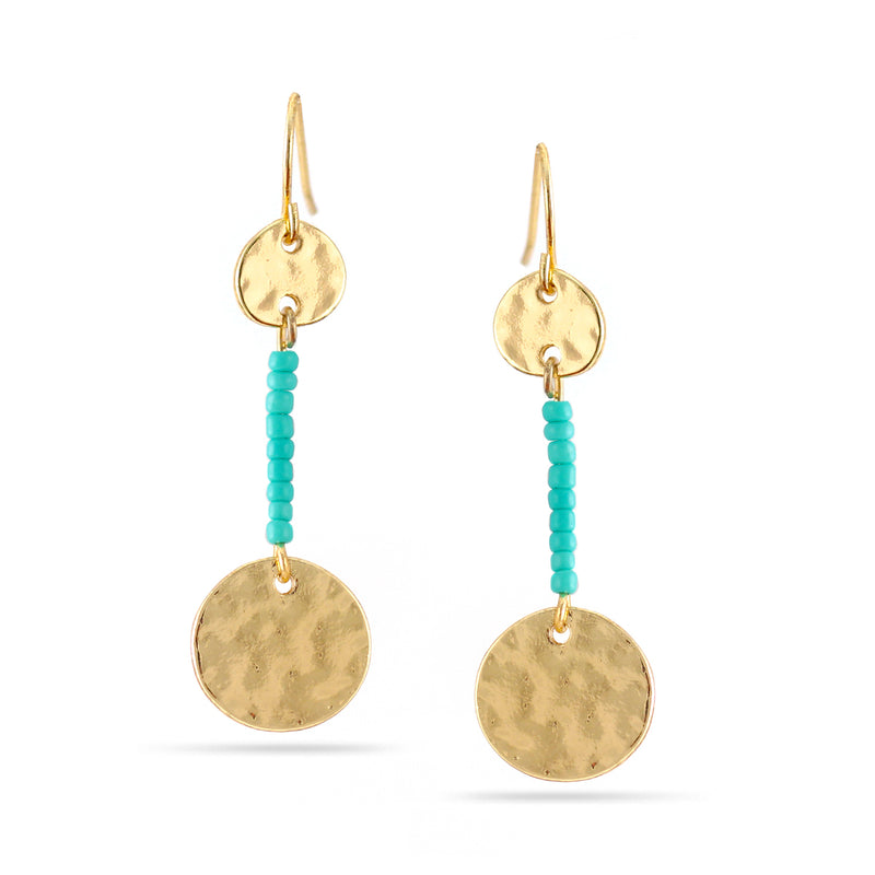 Gold-Tone Metal Turquoise Drop Earrings