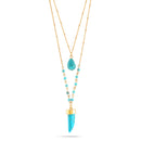 Gold-Tone Metal Turquoise Layered Adjustable Lobster Claw Closure Necklaces