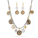 Gold-Silver-Tone Metal Adjustable Lobster Closure Charm Necklace 