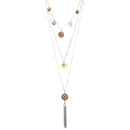 Gold-Silver-Tone Metal Layered Adjustable Lobster Closure Tassel Necklace 