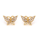 Gold-Tone Metal Buttrfly Crystal Stud Earrings