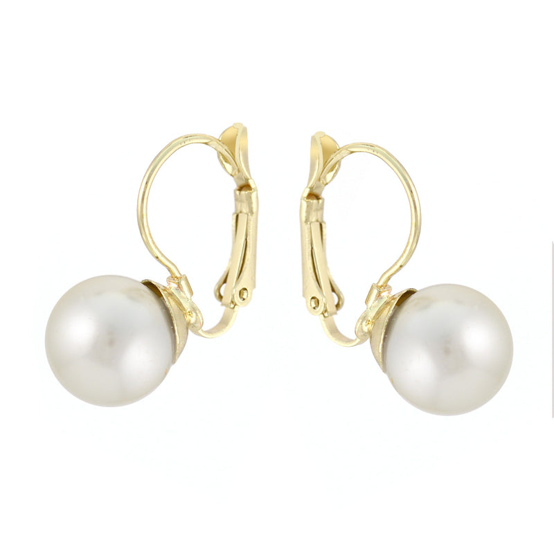 Gold-Tone Metal Pearl Drop Earrings