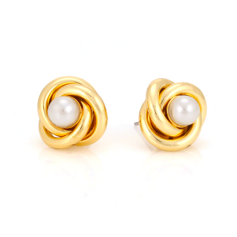 Gold-Tone Metal Love Knot Stud Earrings