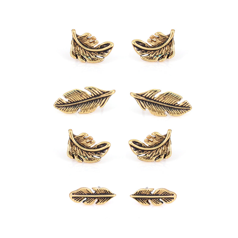Gold-Tone Metal Set Of 4 Stud Earrings
