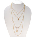 Gold-Tone Metal Layered Charms Adjustable Lobster Claw Closure Necklace 