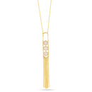 Gold-Tone Metal Mother Of Pearl Adjustable Lobster Claw Closure Tassel Necklace 
