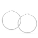Rhodium Round Hoop Earrings