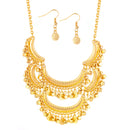 Gold-Tone Metal Earrings And Adjustable Lobster Claw Closure Necklaces