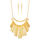 Gold-Tone Metal Earrings And Adjustable Lobster Claw Closure Tassel Necklaces