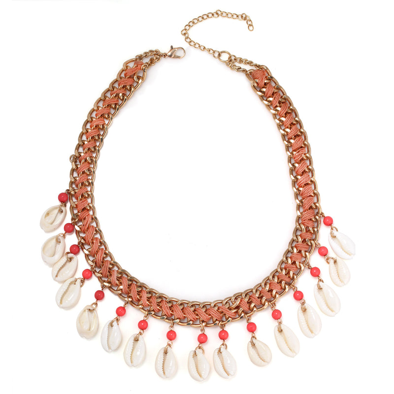 Gold-Tone Metal Coral And Shell  Adjustable Lobster Claw Closures Neckaces