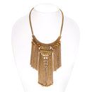 Oxidized Gold-Tone Metal Adjustable Lobster Claw Closure Tassel Necklace