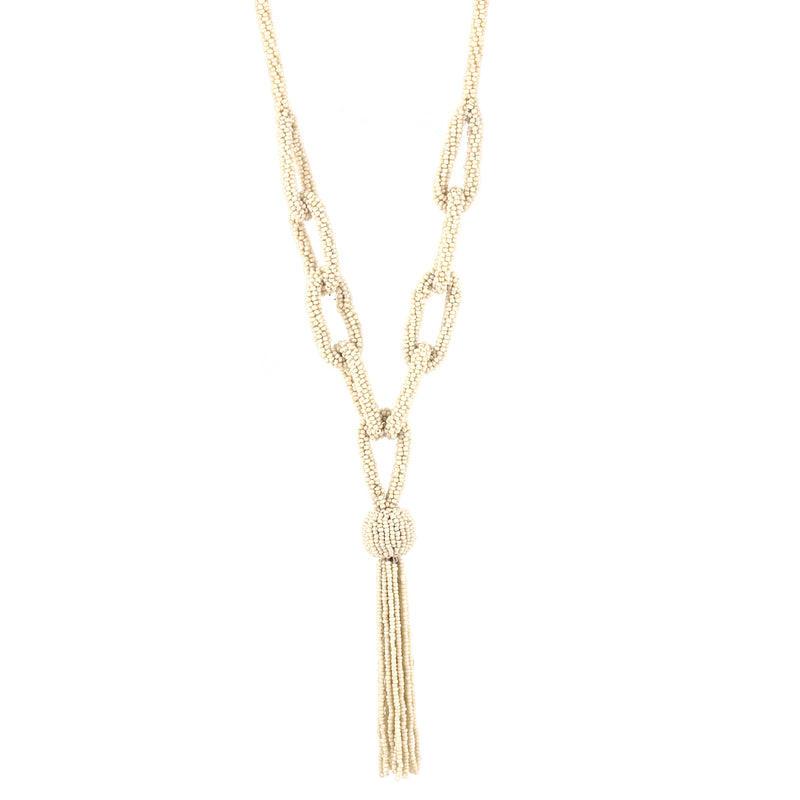 Ivory Seed Beads Tassel Necklaces
