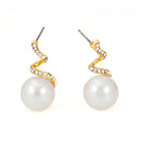 Gold-Tone Metal Cream Pearl Crystal Twisted Stud Earrings