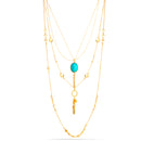 Gold-Tone Metal Turquoise  Adjustable Lobster Claw Clousure Layered Necklaces