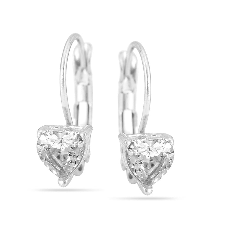 Silver-Tone Metal Heart Crystal Stud Earrings