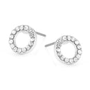 Rhodium-Tone Metal Crystal Round Stud Earrings
