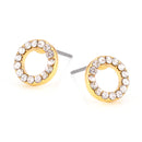 Gold-Tone Metal Circle Crystal Stud Earrings